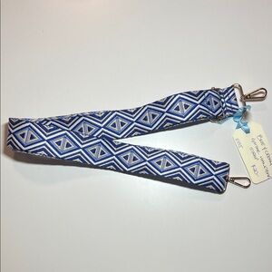 Blue and White Geometric adjustable handbag Strap